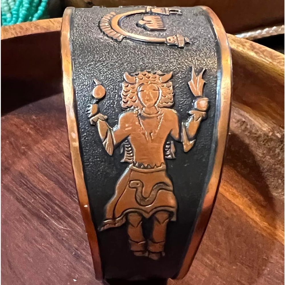 Copper and enamel Native Warrior cuff Bracelet